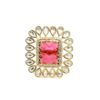 Gehna Jaipur Elegant Pink Tourmaline Color Stone Carving & White Topaz Polki Studded Jadau Ring For Girls & Women FR-1148