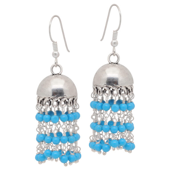 Gehna Jaipur Blue Turquoise Color Zircon Bead Jhumki Style Earrings For Girls & Women GE03-1150