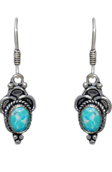 Gehna Jaipur Turquoise Color Stone Studded Earrings In German Silver  For Girls & Women GE01-1151