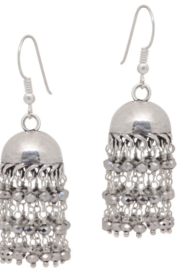 Gehna Jaipur Silver Pyrite zircon Bead Jhumki Style Earrings For Girls & Women GE03-1155