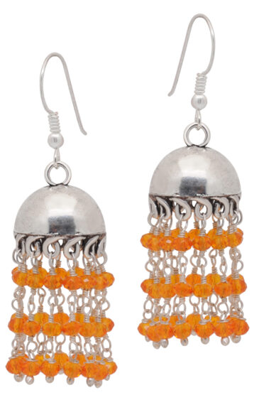 Gehna Jaipur Orange Color Zircon Beads Jhumki Style Earrings For Girls & Women GE03-1156