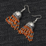 Gehna Jaipur Orange Color Zircon Beads Jhumki Style Earrings For Girls & Women GE03-1156 - Image 5