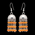 Gehna Jaipur Orange Color Zircon Beads Jhumki Style Earrings For Girls & Women GE03-1156 - Image 4