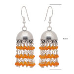 Gehna Jaipur Orange Color Zircon Beads Jhumki Style Earrings For Girls & Women GE03-1156 - Image 3