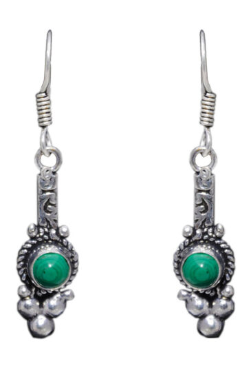 Gehna Jaipur Green Onyx Color Stone Studded Earrings In German Silver  For Girls & Women GE01-1157