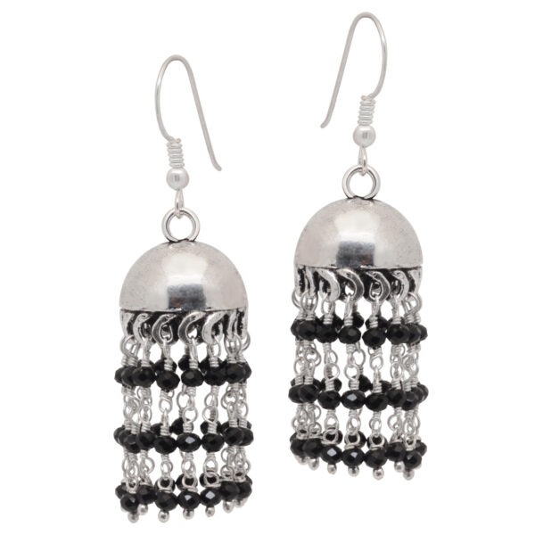 Gehna Jaipur Black Spinel Color Zircon Bead Jhumki Style Earrings For Girls & Women GE03-1158