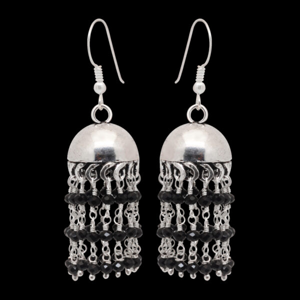 Gehna Jaipur Black Spinel Color Zircon Bead Jhumki Style Earrings For Girls & Women GE03-1158 - Image 4