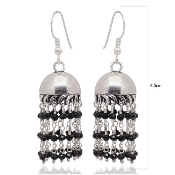 Gehna Jaipur Black Spinel Color Zircon Bead Jhumki Style Earrings For Girls & Women GE03-1158 - Image 3