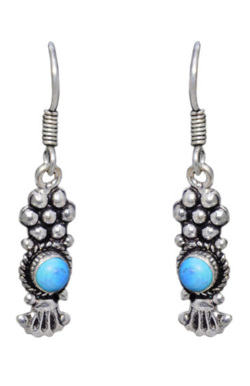 Gehna Jaipur Natural Turquoise Color Stone Earrings In German Silver  For Girls & Women GE01-1159