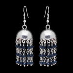 Gehna Jaipur Blue Sapphire Color Zircon Bead Jhumki Style Earrings For Girls & Women GE03-1159 - Image 4