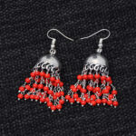 Gehna Jaipur Red Color Zircon Beads Jhumki Style Earrings For Girls & Women GE03-1161 - Image 5