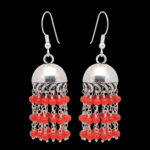 Gehna Jaipur Red Color Zircon Beads Jhumki Style Earrings For Girls & Women GE03-1161 - Image 4