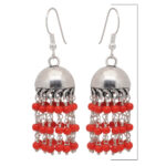 Gehna Jaipur Red Color Zircon Beads Jhumki Style Earrings For Girls & Women GE03-1161 - Image 3