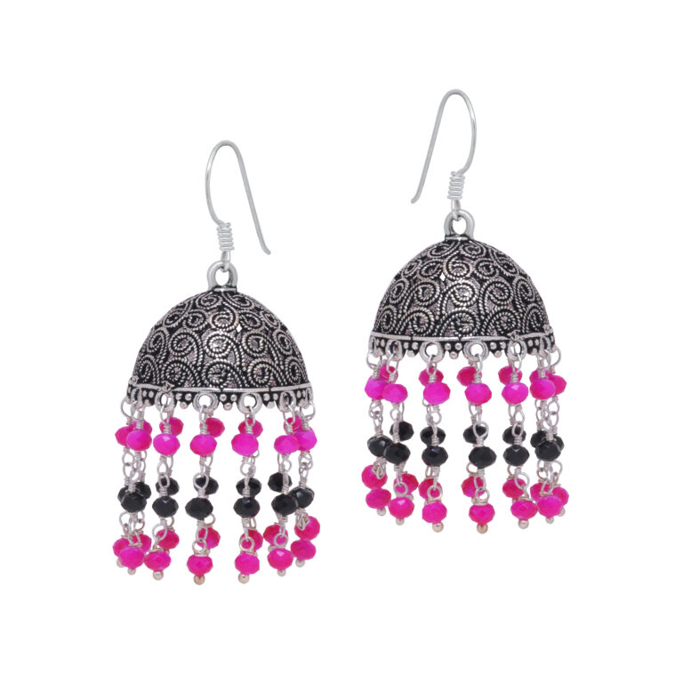Gehna Jaipur Pink Chalcedony & Spinel Color Zircon Bead Earring For Girls & Women GE03-1162