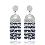 Gehna Jaipur Blue Sapphire Color Zircon Bead Jhumki Style Earrings For Girls & Women GE03-1163