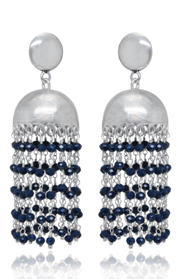 Gehna Jaipur Blue Sapphire Color Zircon Bead Jhumki Style Earrings For Girls & Women GE03-1163