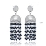 Gehna Jaipur Blue Sapphire Color Zircon Bead Jhumki Style Earrings For Girls & Women GE03-1163 - Image 3