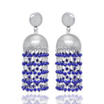 Gehna Jaipur Blue Sapphire Color Zircon Bead Jhumki Style Earrings For Girls & Women GE03-1164