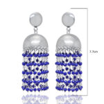 Gehna Jaipur Blue Sapphire Color Zircon Bead Jhumki Style Earrings For Girls & Women GE03-1164 - Image 3