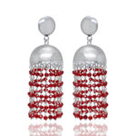Gehna Jaipur Ruby Color Zircon Bead Jhumki Style Earrings For Girls & Women GE03-1165