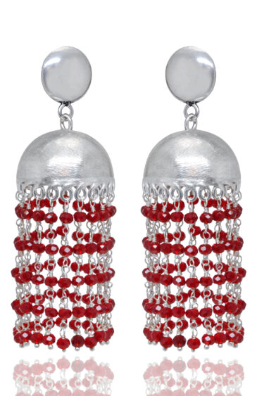 Gehna Jaipur Ruby Color Zircon Bead Jhumki Style Earrings For Girls & Women GE03-1165