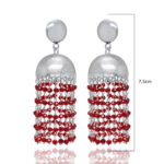 Gehna Jaipur Ruby Color Zircon Bead Jhumki Style Earrings For Girls & Women GE03-1165 - Image 3