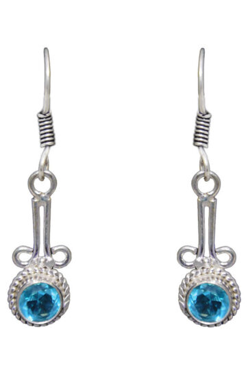 Gehna Jaipur Blue Topaz Color Stone Studded Earrings In German Silver  For Girls & Women GE01-1166