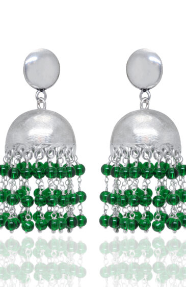 Gehna Jaipur Green Onyx Color Zircon Bead Jhumki Style Earring For Girls & Women GE03-1166