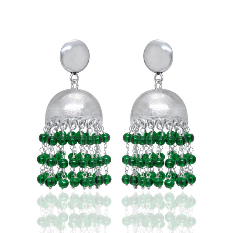 Gehna Jaipur Green Onyx Color Zircon Bead Jhumki Style Earring For Girls & Women GE03-1166