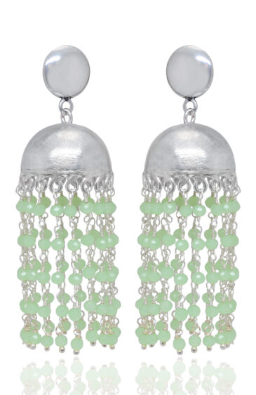 Gehna Jaipur Emerald Color Zircon Bead Jhumki Style Earrings For Girls & Women GE03-1168