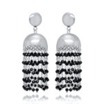 Gehna Jaipur Black Spinel Color Zircon Bead Jhumki Style Earrings For Girls & Women GE03-1169