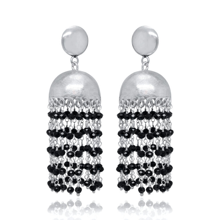 Gehna Jaipur Black Spinel Color Zircon Bead Jhumki Style Earrings For Girls & Women GE03-1169