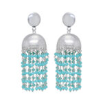 Gehna Jaipur Turquoise Blue Color Zircon Bead Jhumki Earrings For Girls & Women GE03-1170