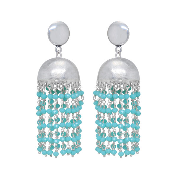 Gehna Jaipur Turquoise Blue Color Zircon Bead Jhumki Earrings For Girls & Women GE03-1170