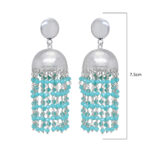 Gehna Jaipur Turquoise Blue Color Zircon Bead Jhumki Earrings For Girls & Women GE03-1170 - Image 3