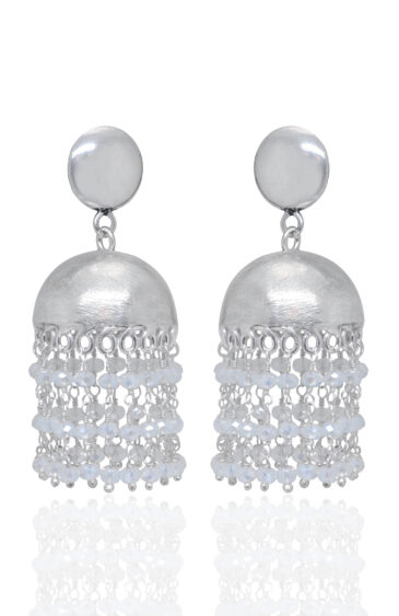 Gehna Jaipur White Sapphire Zircon Bead Jhumki Style Earrings For Girls & Women GE03-1171