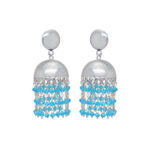 Gehna Jaipur Swiss Blue Topaz Bead Jhumki Style Earrings For Girls & Women GE03-1173