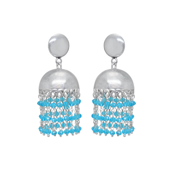 Gehna Jaipur Swiss Blue Topaz Bead Jhumki Style Earrings For Girls & Women GE03-1173