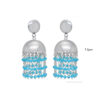 Gehna Jaipur Swiss Blue Topaz Bead Jhumki Style Earrings For Girls & Women GE03-1173 - Image 3