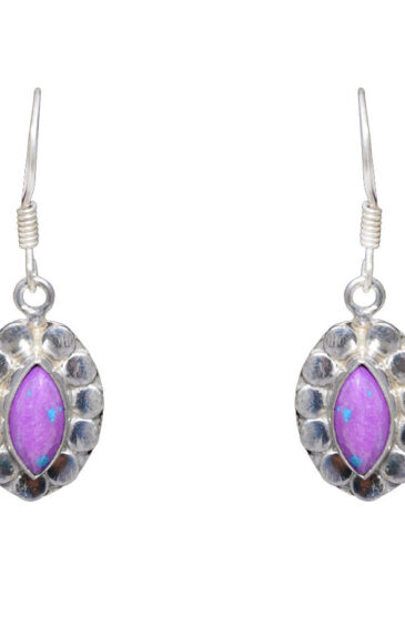 Gehna Jaipur Purple Turquoise Color Stone Earrings In German Silver  For Girls & Women GE01-1175