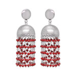 Gehna Jaipur Ruby Color Zircon Bead Jhumki Style Earrings For Girls & Women GE03-1175