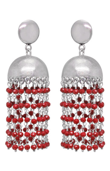 Gehna Jaipur Ruby Color Zircon Bead Jhumki Style Earrings For Girls & Women GE03-1175