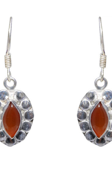 Gehna Jaipur Carnelian Color Stone Studded Earrings In German Silver  For Girls & Women GE01-1176