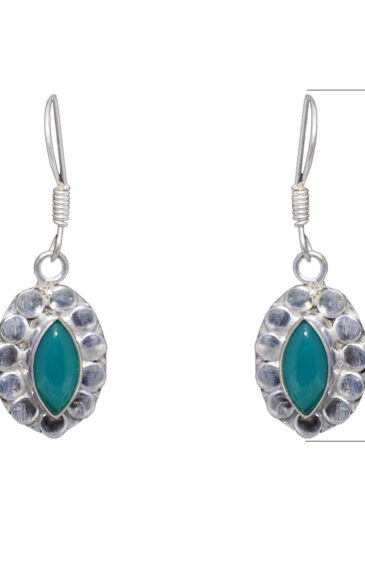 Gehna Jaipur Green Onyx Color Stone Studded Earrings In German Silver  For Girls & Women GE01-1177