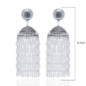 Gehna Jaipur White Sapphire Zircon Bead Jhumki Earrings For Girls & Women GE03-1177 - Image 3