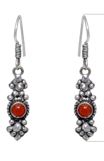 Gehna Jaipur Carnelian Color Stone Studded Earrings In German Silver  For Girls & Women GE01-1179