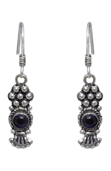 Gehna Jaipur Natural Amethyst Color Stone Earrings In German Silver  For Girls & Women GE01-1181