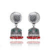 Gehna Jaipur Ruby Color Zircon Bead & Emerald Jhumki Earrings For Girls & Women GE03-1181