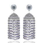 Gehna Jaipur Blue Sapphire Color Zircon Bead Jhumki Earrings For Girls & Women GE03-1183