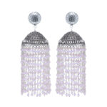 Gehna Jaipur Pink Rose Color Zircon Beads Jhumki Style Earring For Girls & Women GE03-1184